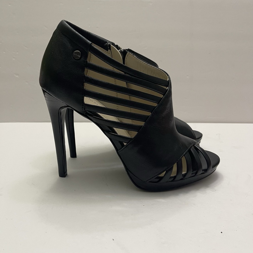Calvin Klein Laraine Burnished Nappa High Heels Open Toe Black Women's Size 8M - Picture 2 of 9